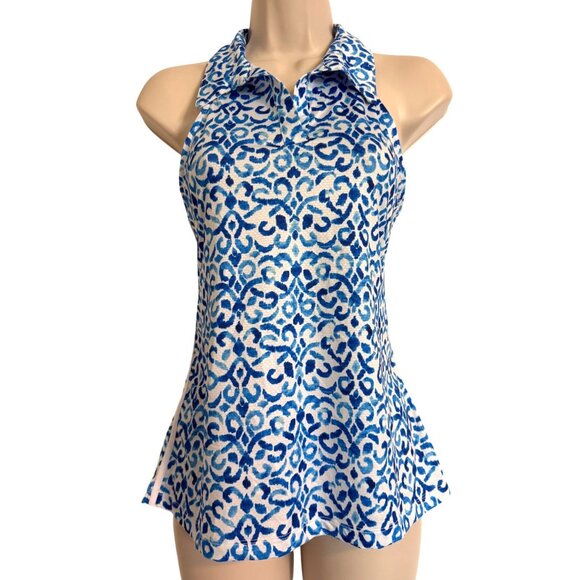 Gottex Racer Back Golf Tennis Shirt Size Medium Santorini Blue NWT Sleeveless $8 - Picture 9 of 9